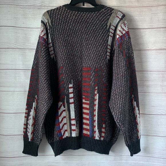 Vintage Jantzen Men's Knit Sweater Multicolor 90s Long Sleeve Pullover Size L - Picture 5 of 10